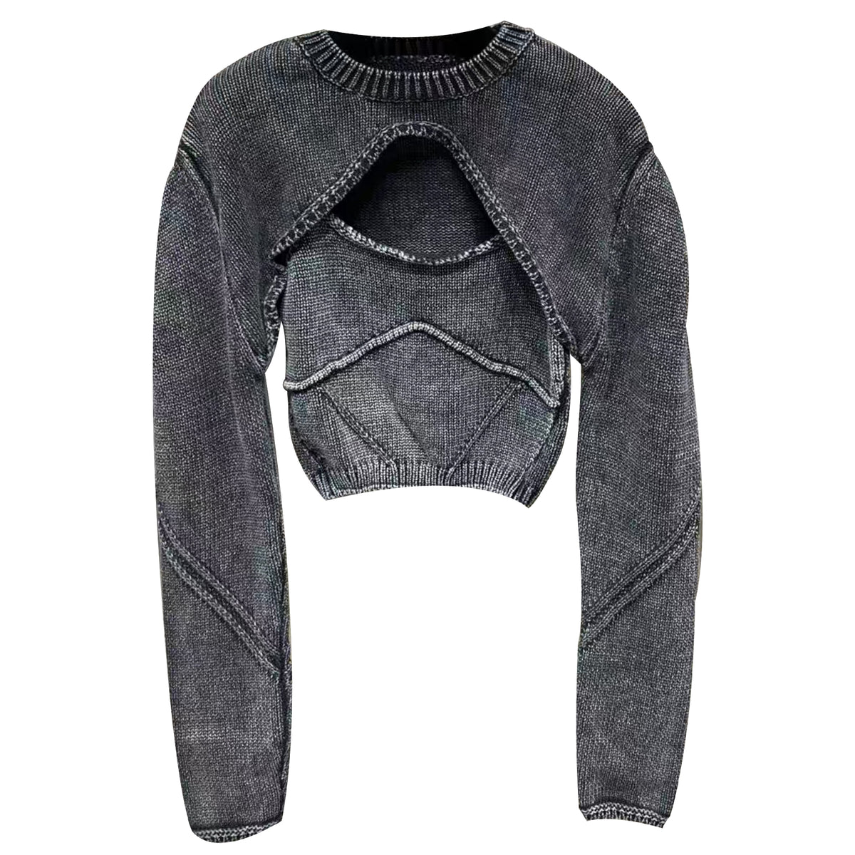 Streetwear Denim Two Piece Set Womens Square Collar Sleeveless Tanks O Neck Long Sleeve Tops Knitting Female Sets