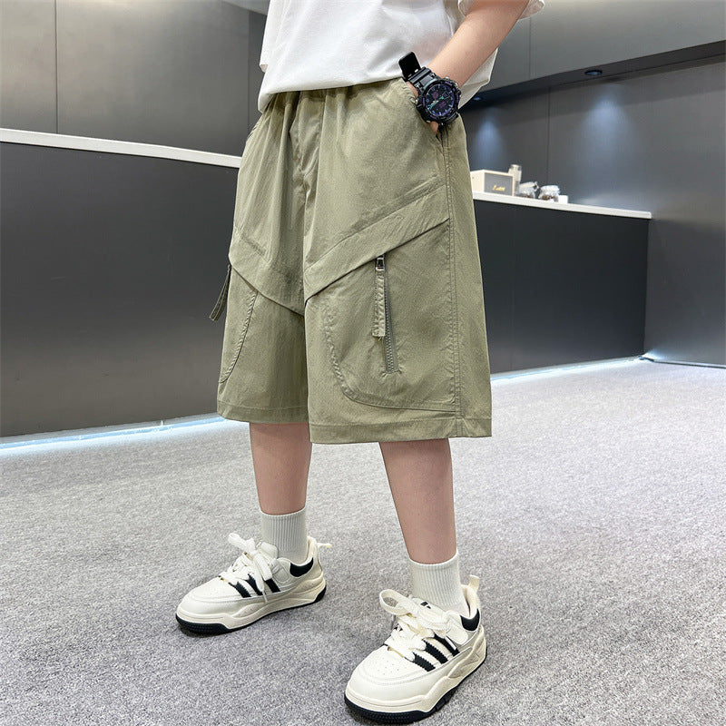 Casual Cargo Shorts for Boys Mid-Length Pants Kids Clothing