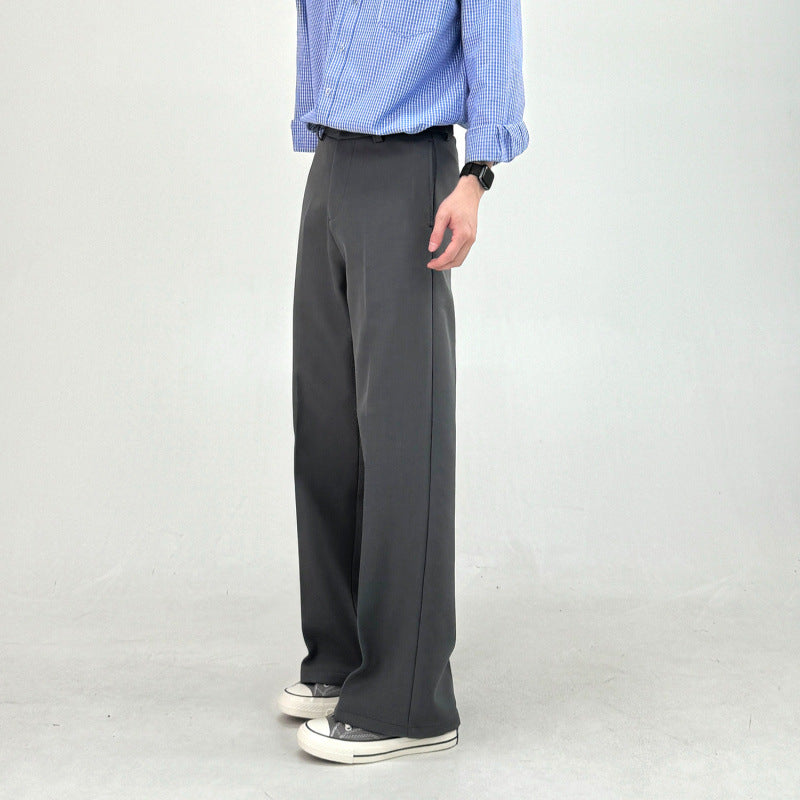 A-line Straight-leg Relaxed-fit Casual Work Trousers Mens Simple And Comfortable Long Pants