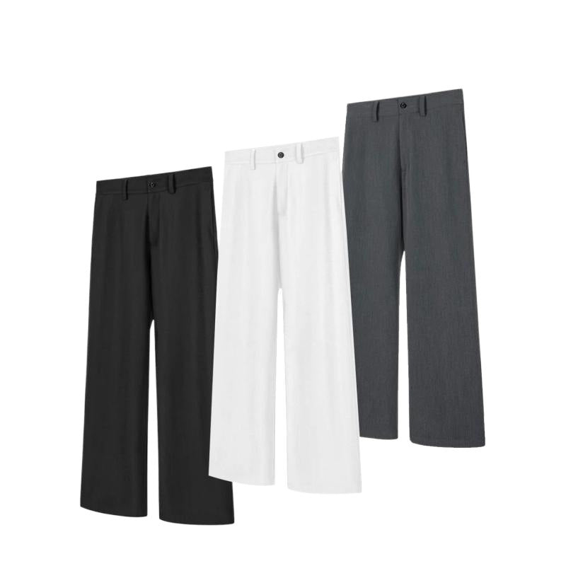 A-line Straight-leg Relaxed-fit Casual Work Trousers Mens Simple And Comfortable Long Pants