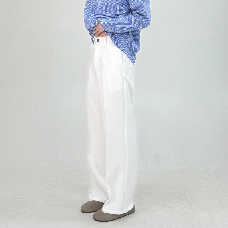 A-line Straight-leg Relaxed-fit Casual Work Trousers Mens Simple And Comfortable Long Pants