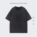 260G Pure Cotton Washed Old Short Sleeved Mens T Shirt Retro Fried Snowflake Mens and Womens Breathable Bottom Shirt