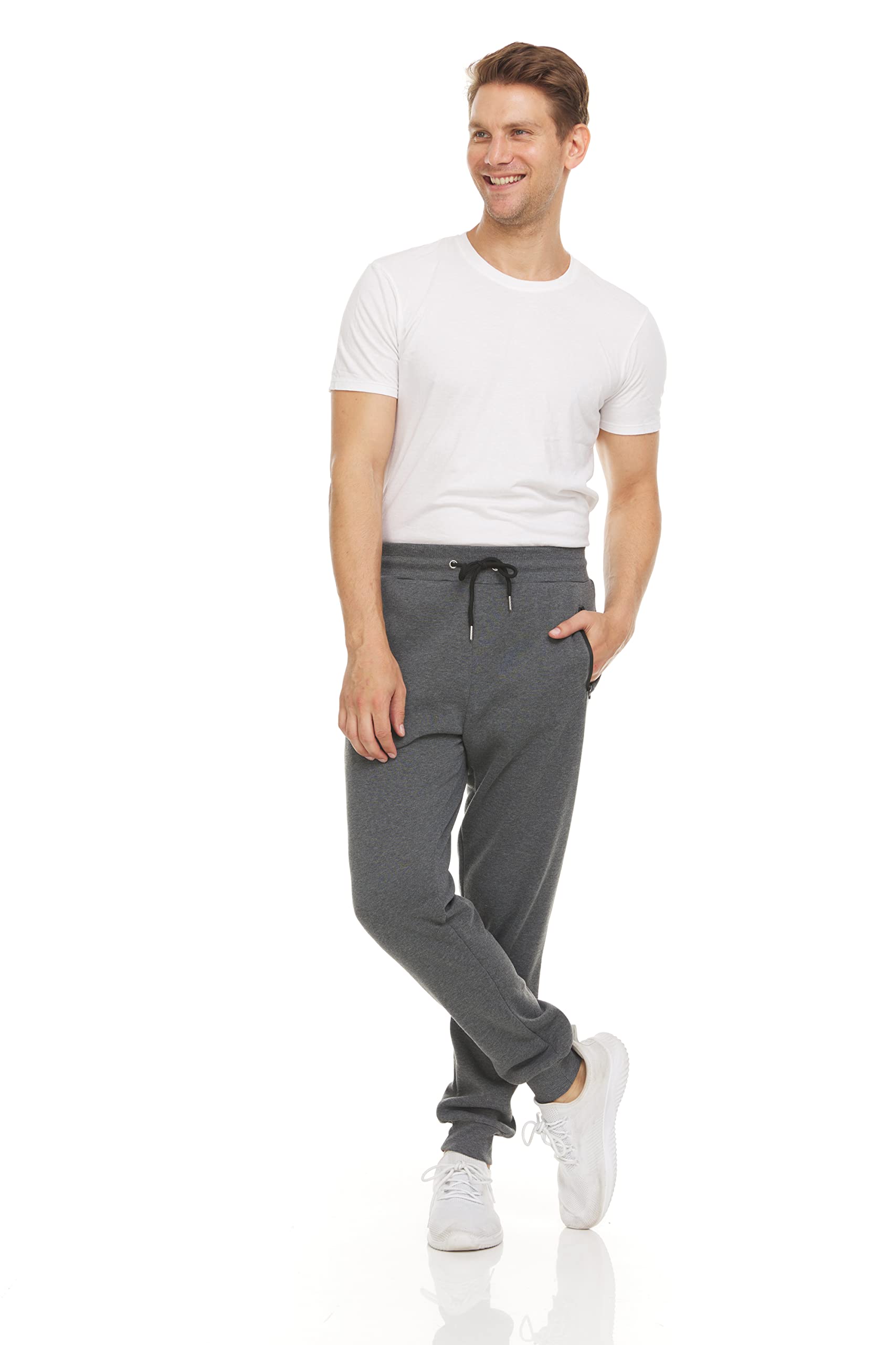 PURE CHAMP Mens Sweatpants 3 Pack Fleece Active Athletic Workout Jogger Sweatpants for Men with Zipper Pocket Size S-3XL