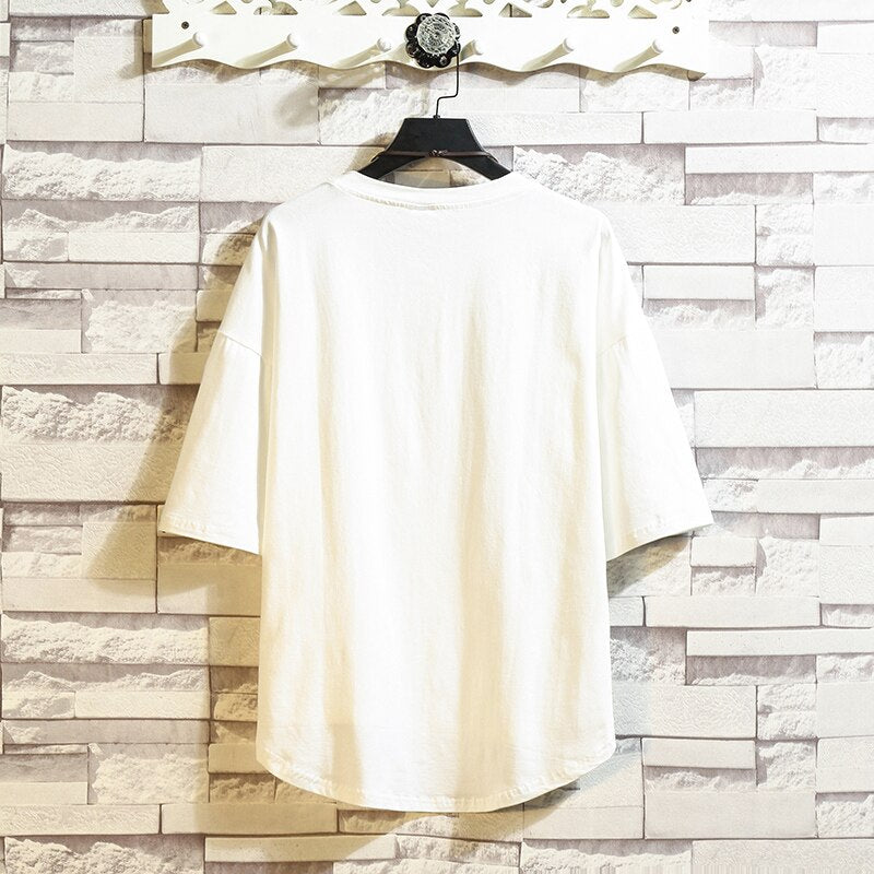 Streetwear Summer Cotton T Shirt Men Short Sleeve Casual Mens T Shirts  Solid Tee Shirt Homme