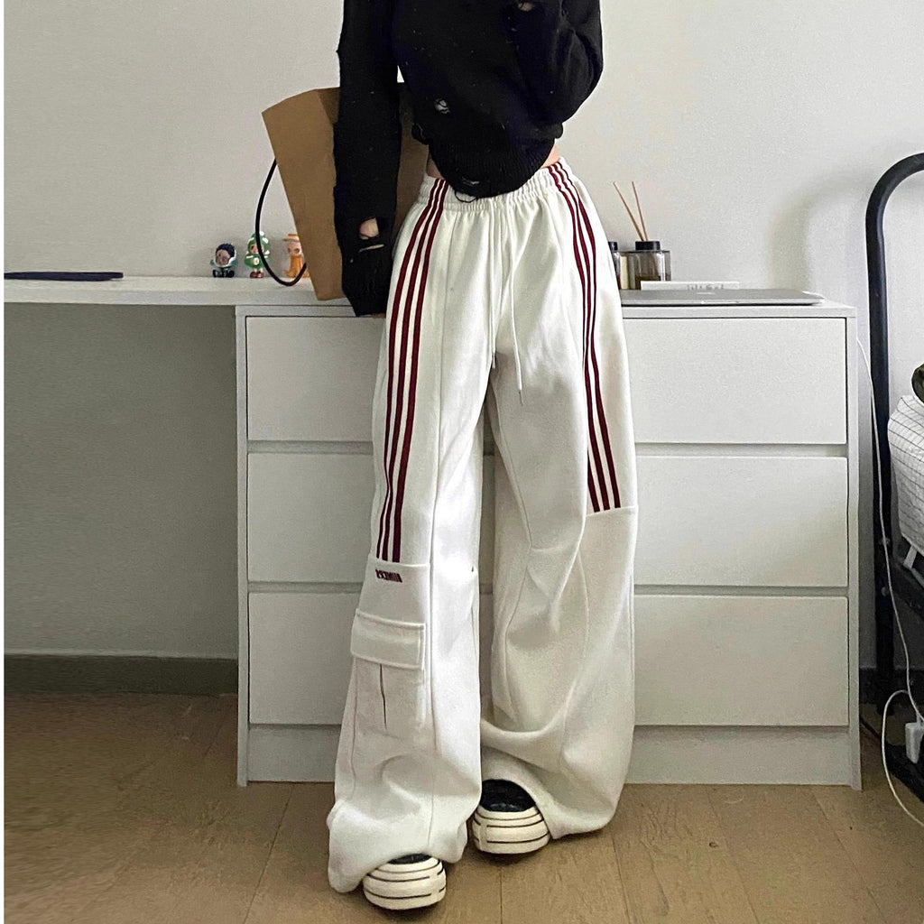 Striped wide leg sweatpants