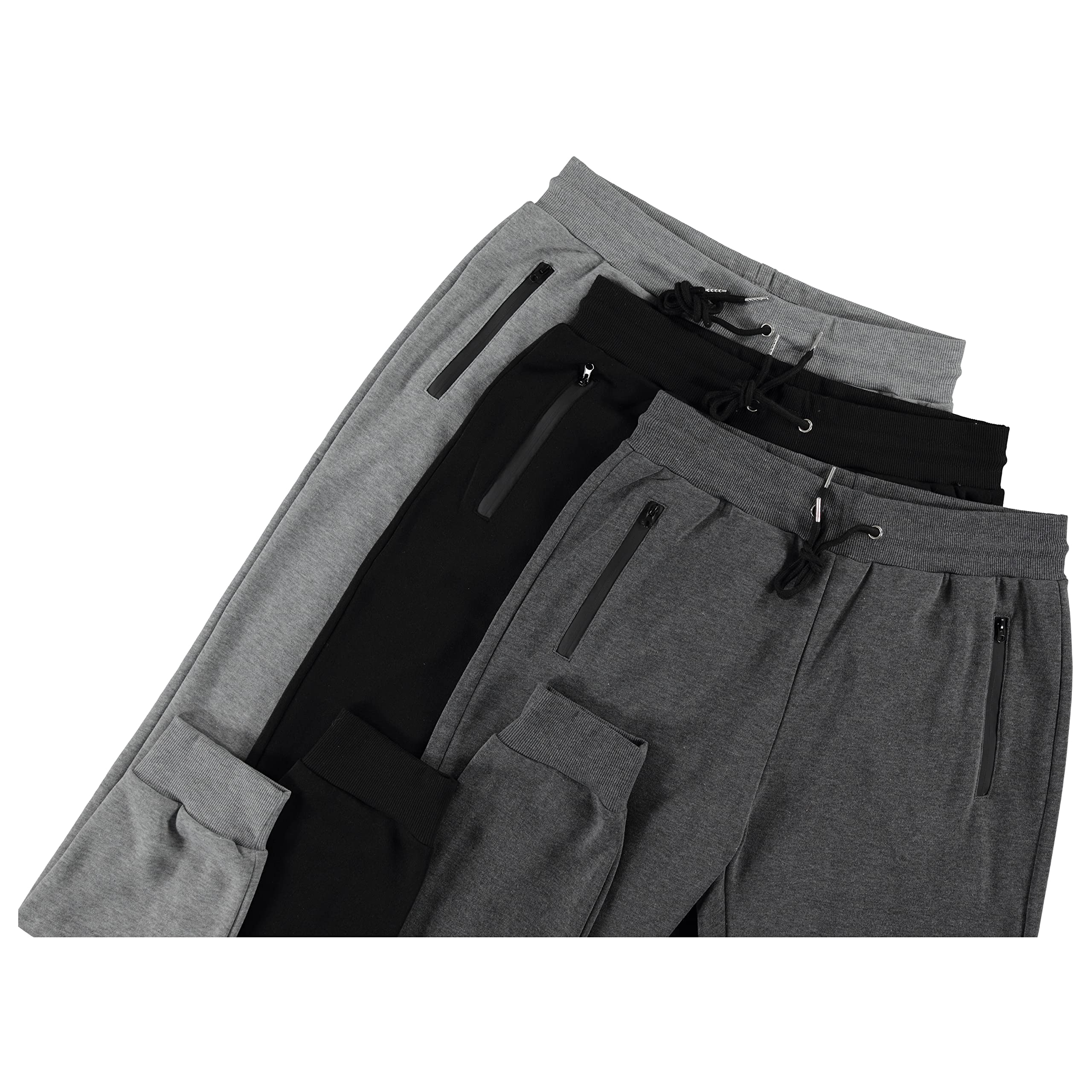 PURE CHAMP Mens Sweatpants 3 Pack Fleece Active Athletic Workout Jogger Sweatpants for Men with Zipper Pocket Size S-3XL