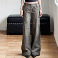 Retro low waisted straight leg workwear style slimming jeans