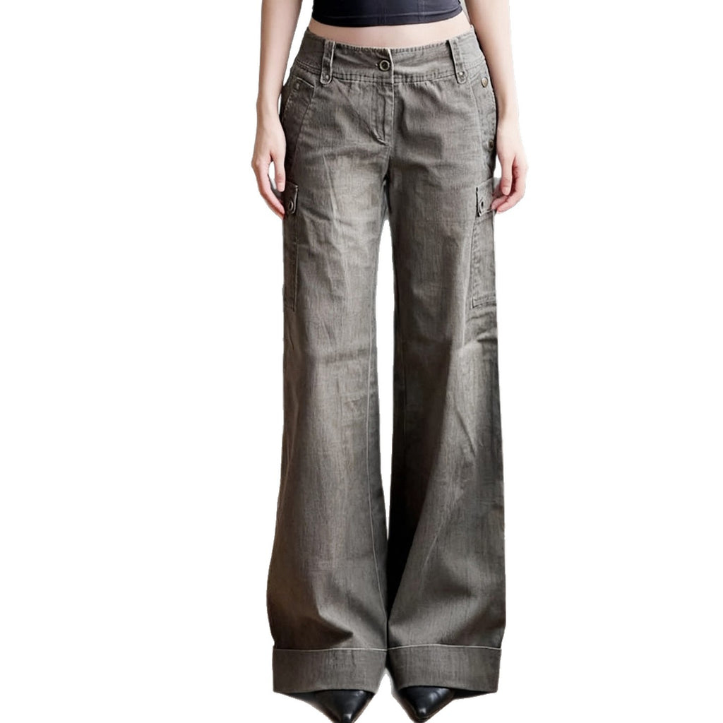 Retro low waisted straight leg workwear style slimming jeans