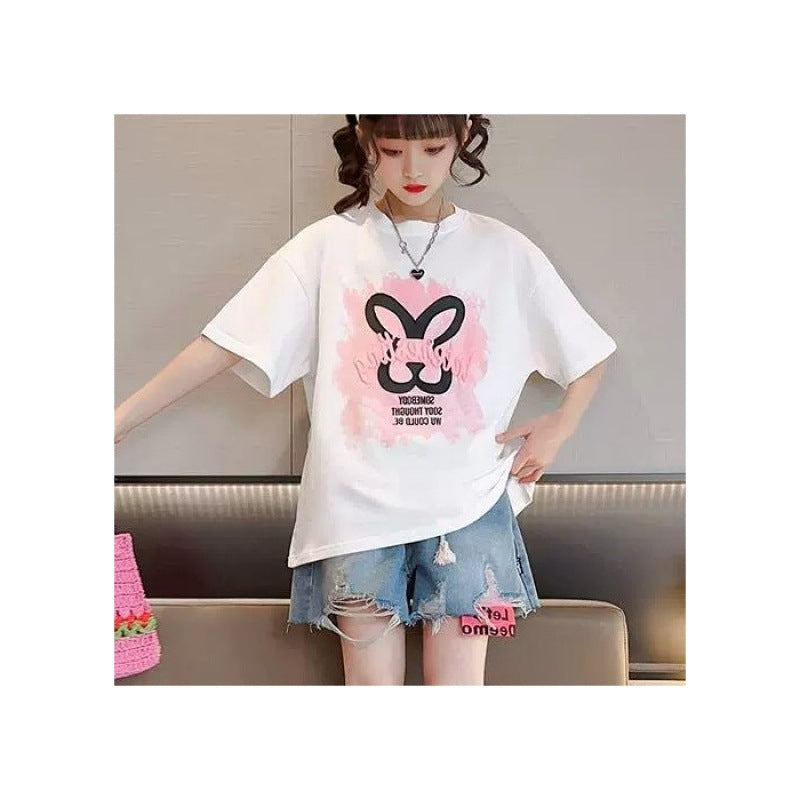 Casual Clothing for Girls, Printed Short Sleeve Tops for Kids