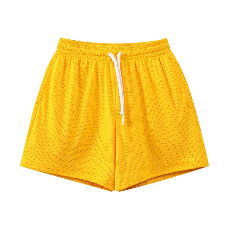 Sports Training Quarter Shorts Mens Over Knee Sports Pants Summer Training Fitness Two Layer Mesh Breathable Basketball Pants