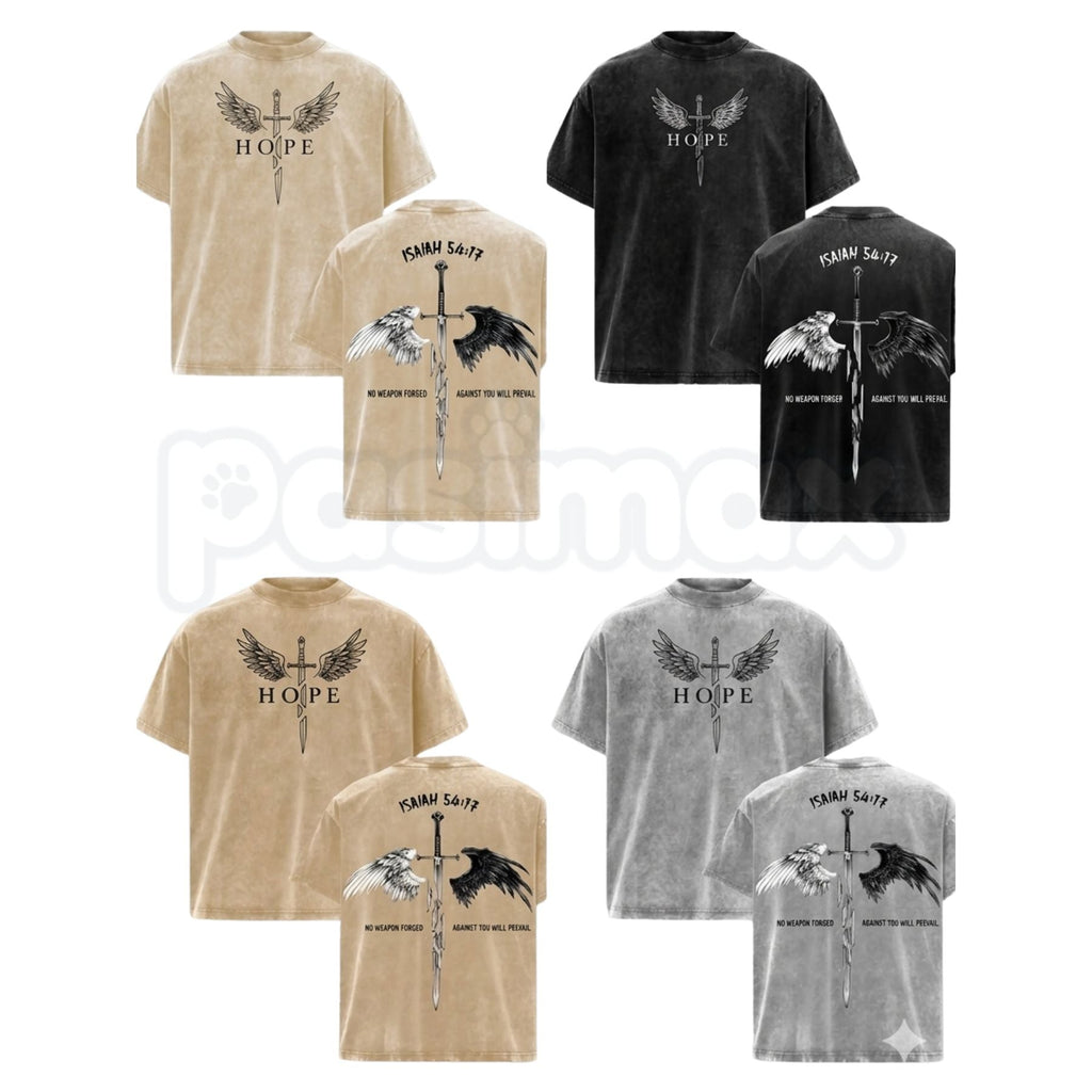 Men's Isaiah 54:17 Bible Verse T-Shirt – Christian Armor of God Sword & Shield Tee, Vintage Washed Cotton Hebrews 13:6 Church Gym Wear