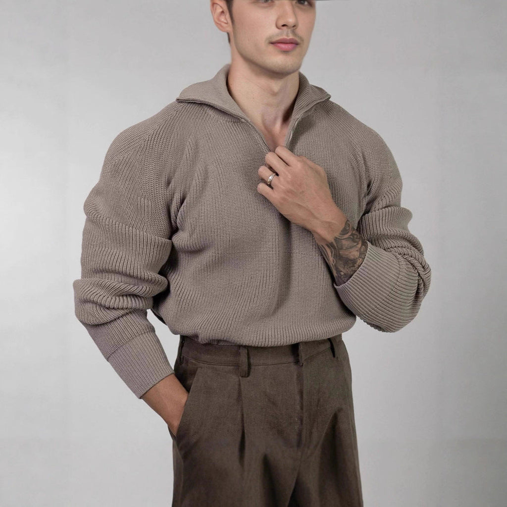 Mens Pullover Hoodie Wool Sweater Coat
