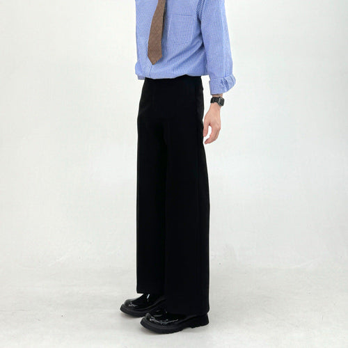 A-line Straight-leg Relaxed-fit Casual Work Trousers Mens Simple And Comfortable Long Pants